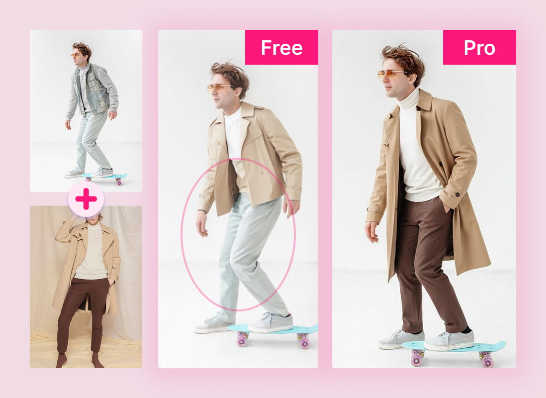 Comparación del intercambio de cuerpo entero con IA que muestra la precisión